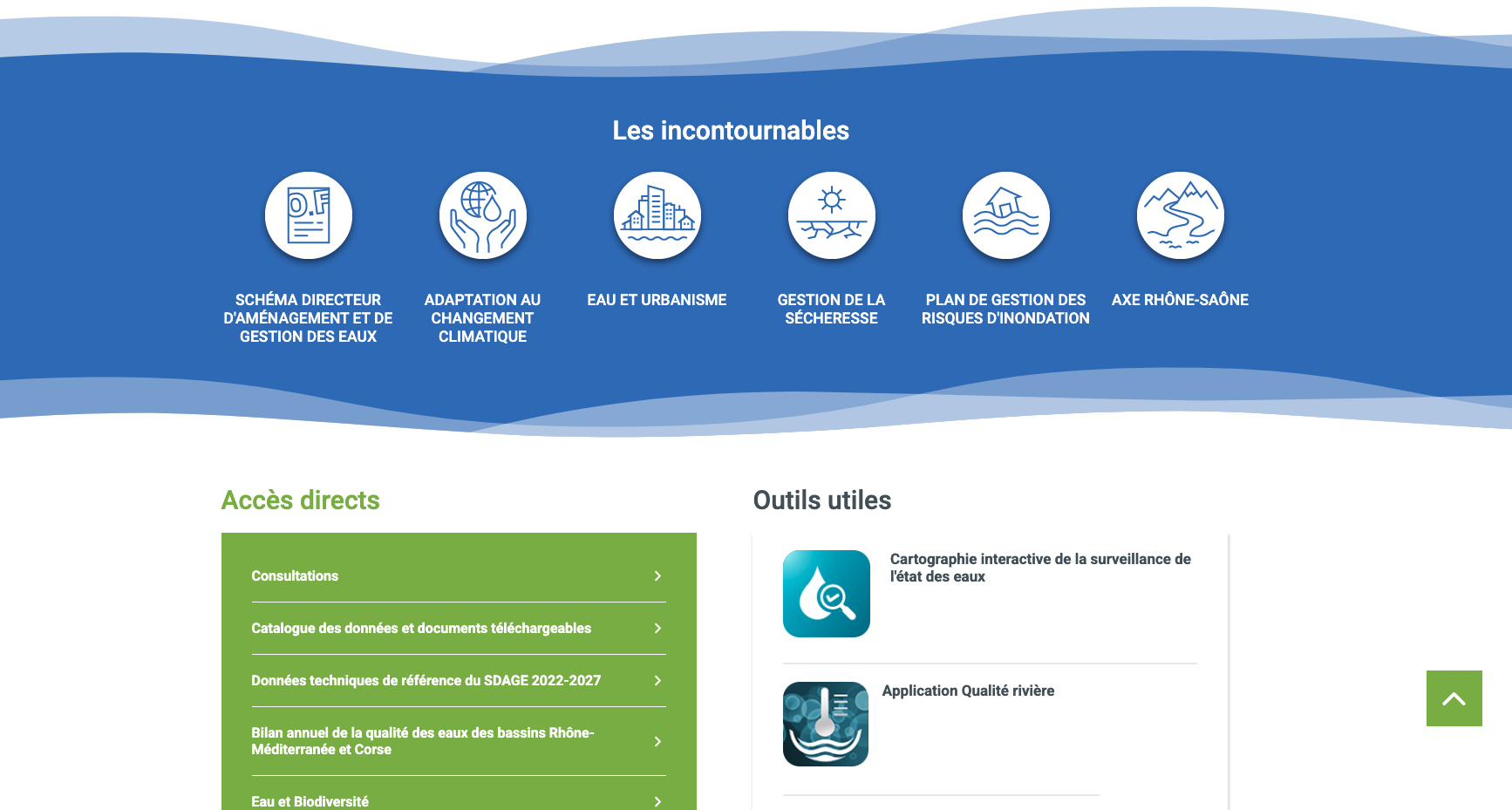 Page d'accueil du site de l'Agence de l'Eau Rhône Méditerranée Corse